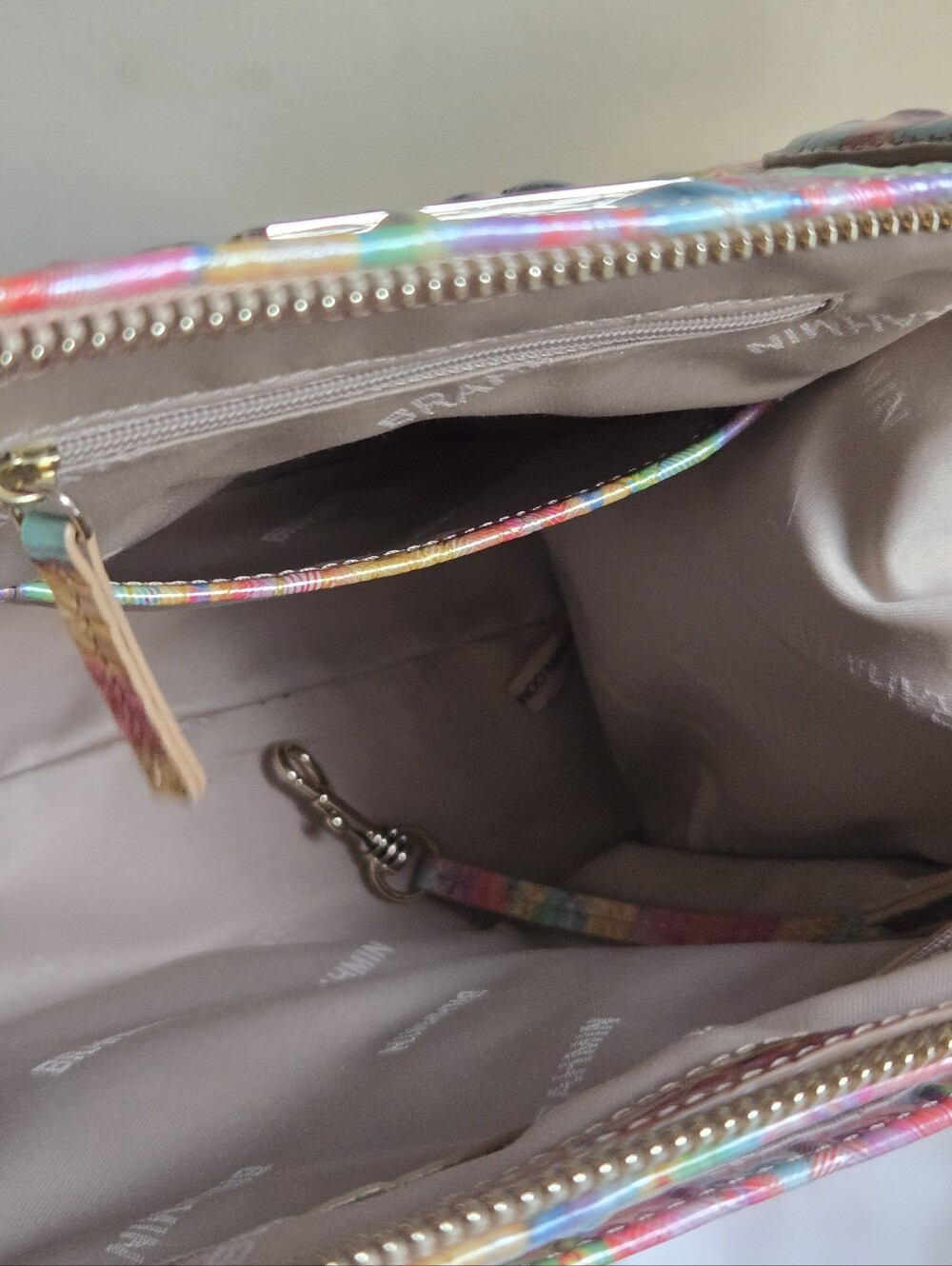 Brahmin Caroline Large Multicolor Croc Embossed Leather Satchel Bag NEW🌈 - Picture 9 of 9
